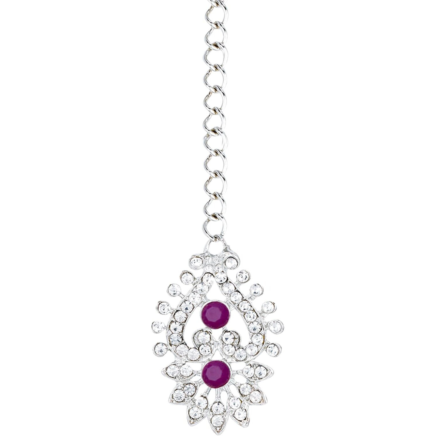Atasi International Silver Plated White & Purple Crystals Diamond Jewellery Set For Women Suitable for Bridal, Wedding, Party & Festive Occasional Wear (RPU5380)