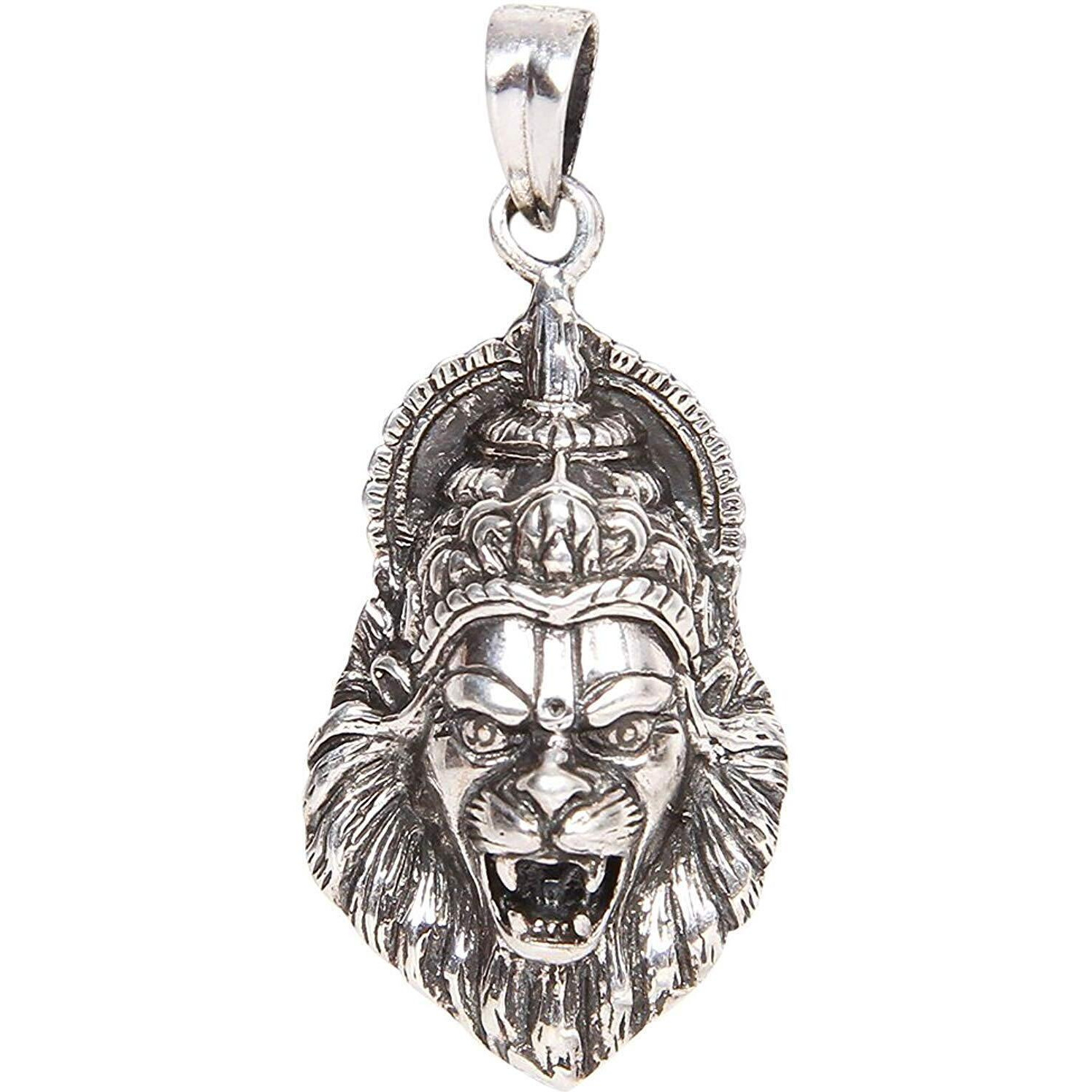 Mahi Rhodium Plated Oxidised Laxmi Narasimha Swamy Unisex Pendant without Chain PS1101696R