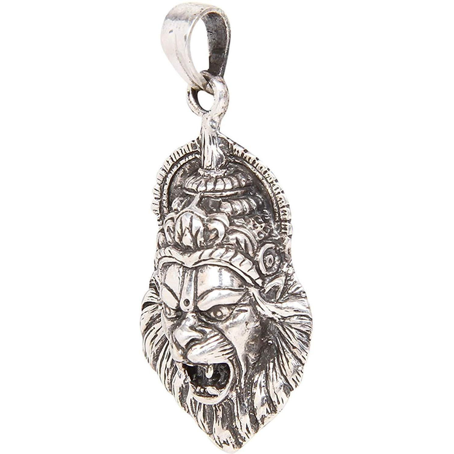 Mahi Rhodium Plated Oxidised Laxmi Narasimha Swamy Unisex Pendant without Chain PS1101696R