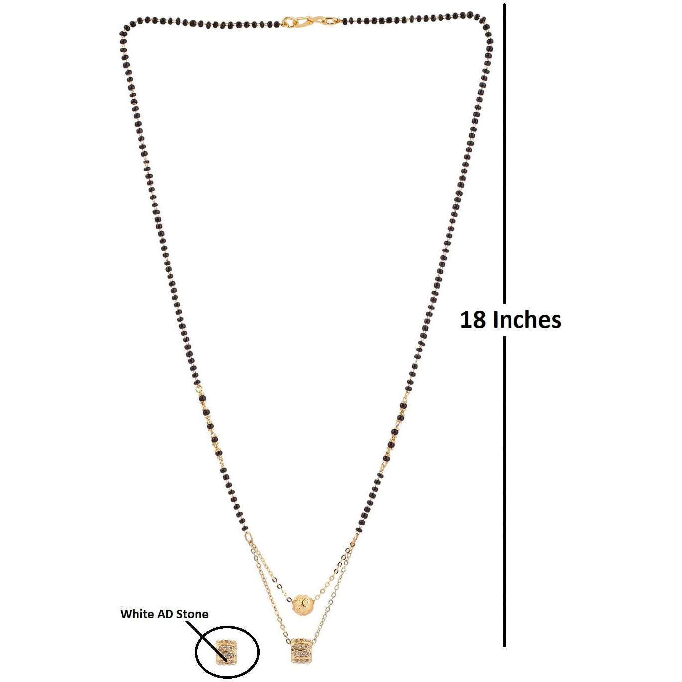 VAMA FASHIONS Black Beads Gold Plated Oxidized Gold Ethnic Traditional Laxmi Tanmaniya/Mangalsutra Pendant Necklace with Chain For Women
