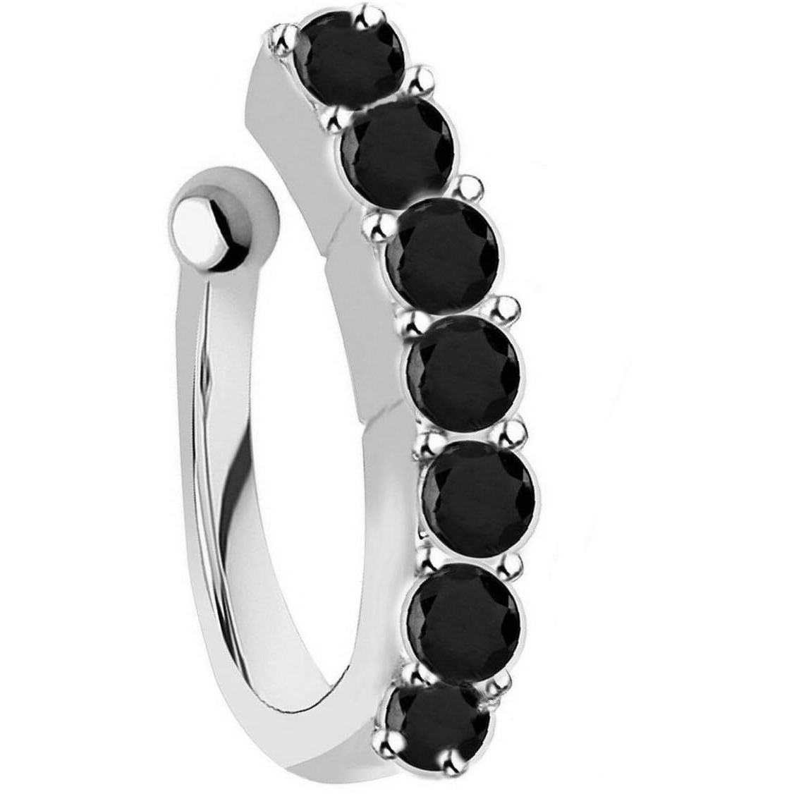 VAMA FASHIONS Without Piercing Clip on Nose pin without Hole Pressing Type Press Nose ring Stud for Women (Black Stone Silver Nose Pin)