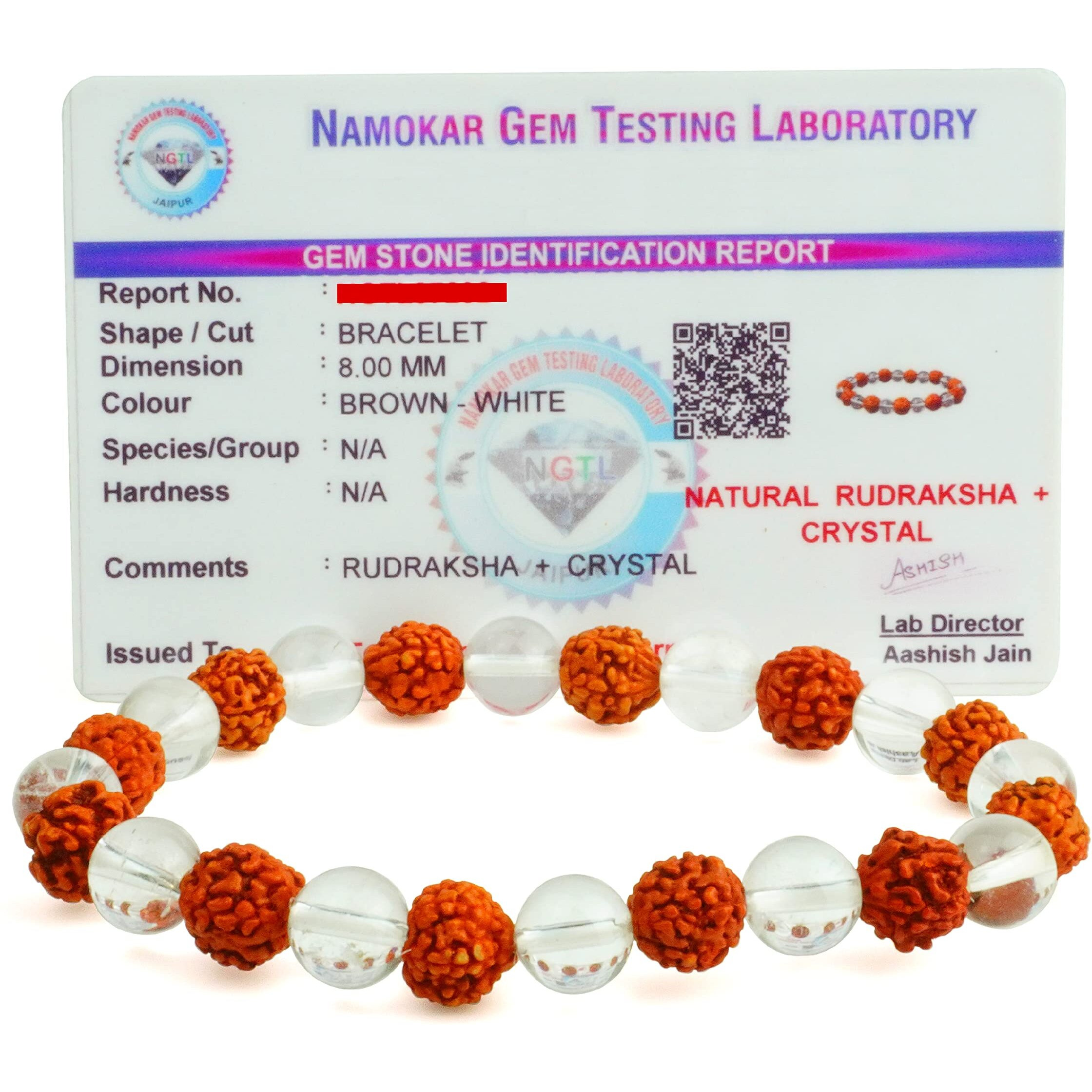 REMEDYWALA Charged Energized Certified Rudraksha Crystal Bracelet For Reiki, Balance Chakra, Positive Energy, Healing | Rudraksha Crystal Bracelet for Men and Women
