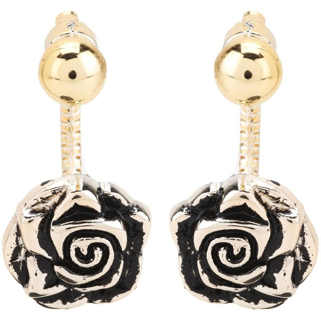 Young & Forever Gift Antique Gold Plated Ear Jacket Tribal Black Gold Rose Drop Earrings for Women Girls
