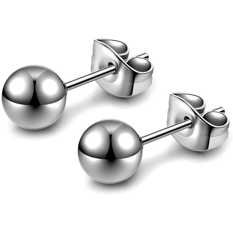 HIGHSPARK 925 Silver Ball Earrings | 92.5 Sterling Silver Plain Ball Stud Earrings for Women Men Boys & Girls | Silver 2mm