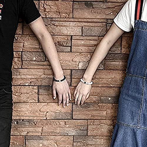Hot And Bold Men Couple Beads Long Distance Bracelets With Natural Stones And Healing Properties - His & Hers Matching Set. (Yin And Yang Harmony Bracelets (Howlite + Onyx))