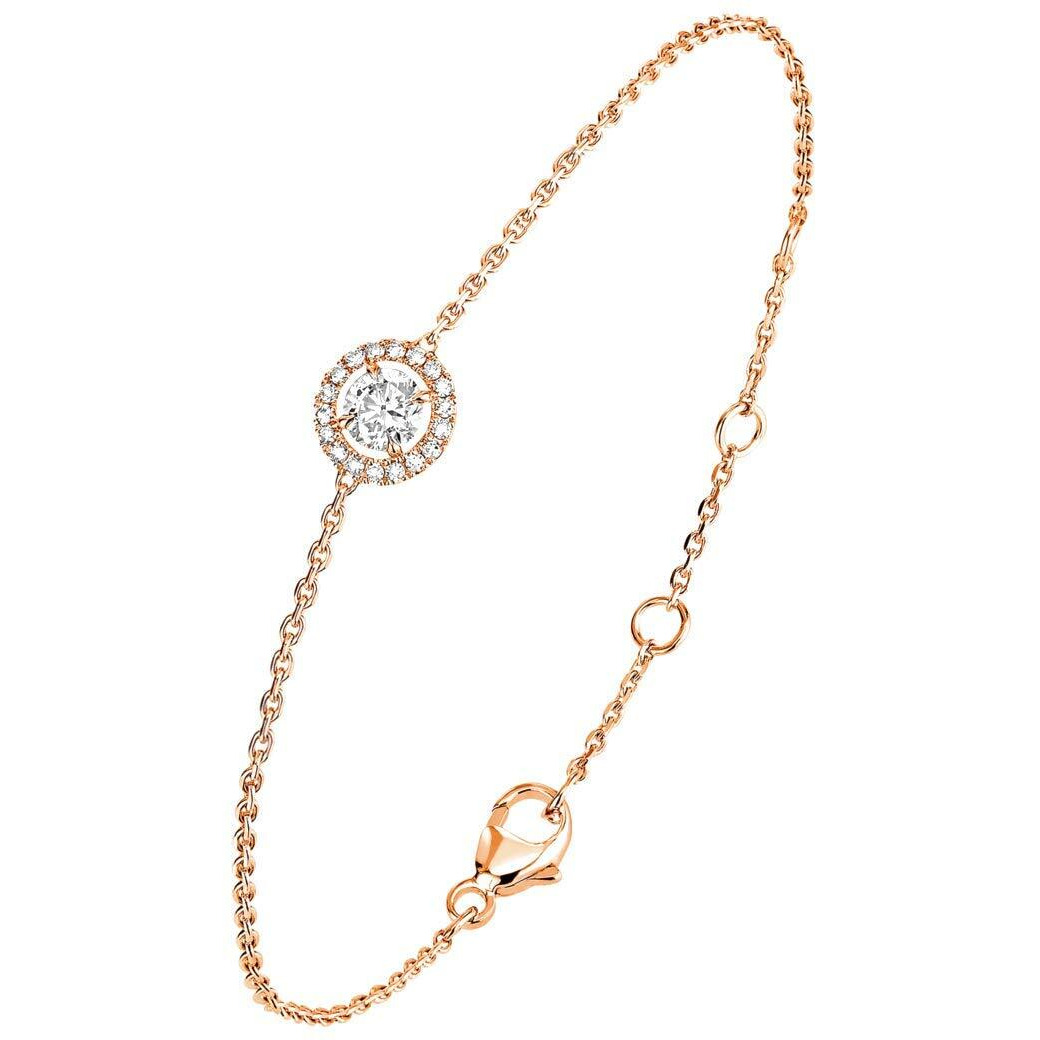 MINUTIAE Rose Gold Plated Round Diamond Cut Cubic Zirconia Adjustable Bracelet for Women & Girls Jewelry for Gift