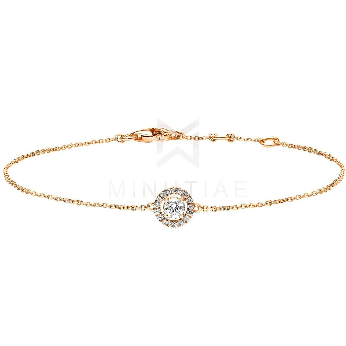MINUTIAE Rose Gold Plated Round Diamond Cut Cubic Zirconia Adjustable Bracelet for Women & Girls Jewelry for Gift