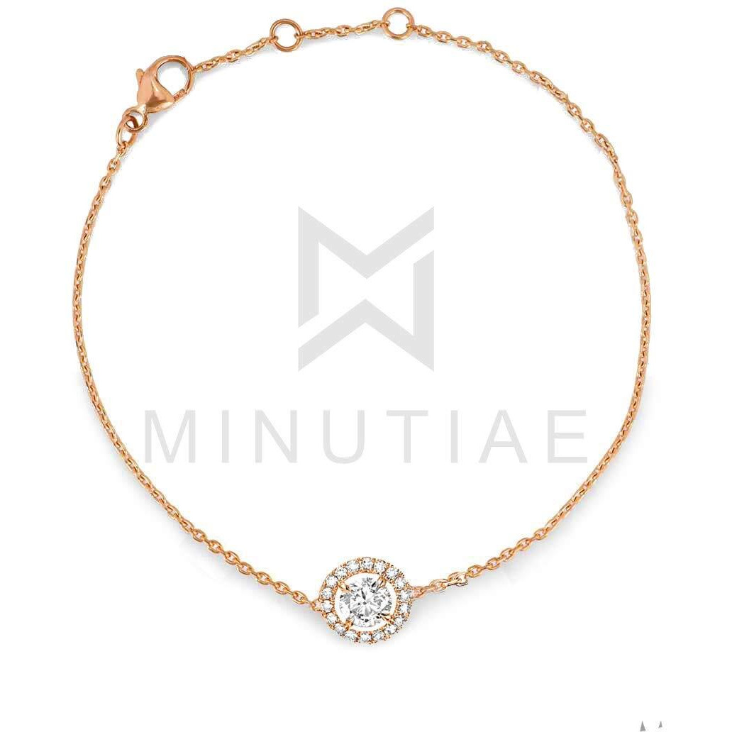 MINUTIAE Rose Gold Plated Round Diamond Cut Cubic Zirconia Adjustable Bracelet for Women & Girls Jewelry for Gift