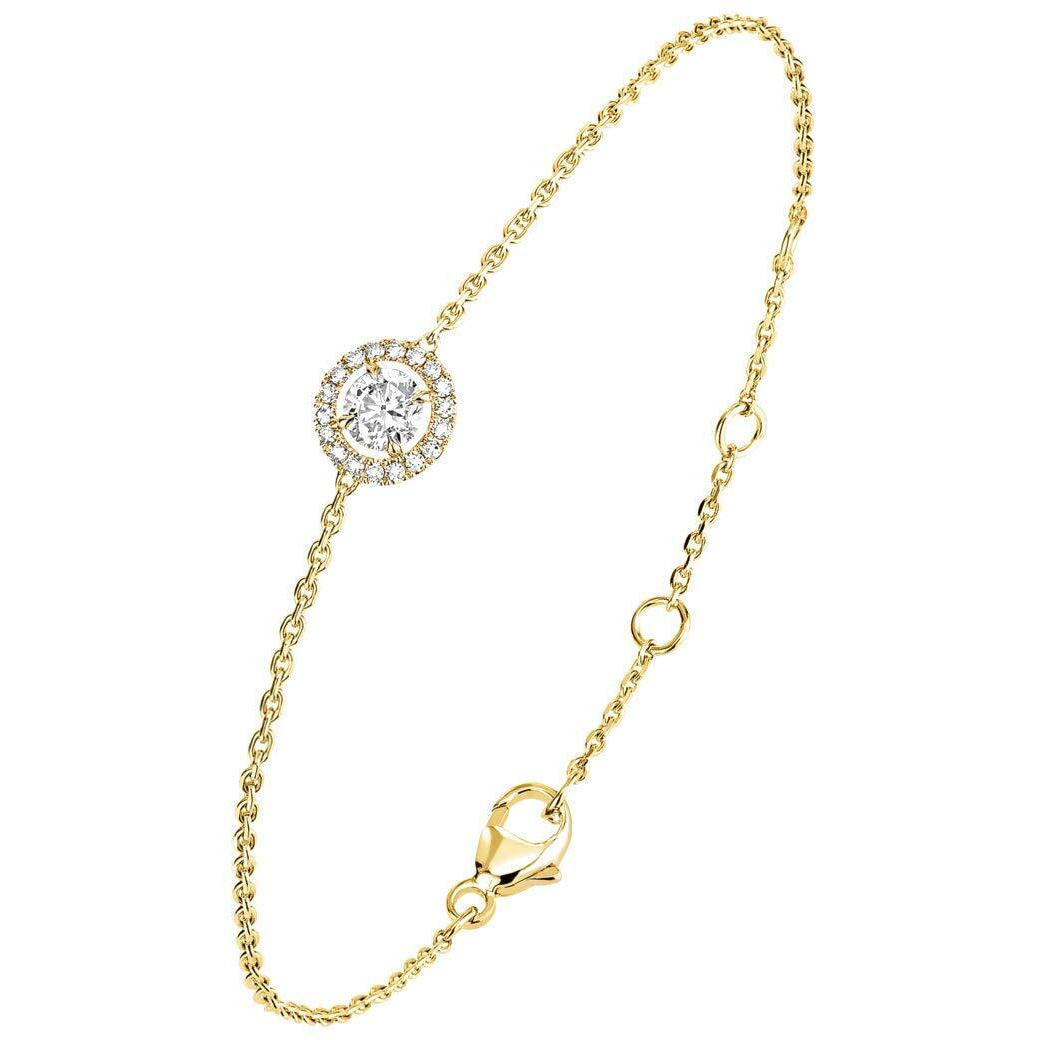 MINUTIAE Gold Plated Round Diamond Cut Cubic Zirconia Adjustable Bracelet for Women & Girls Jewelry for Gift
