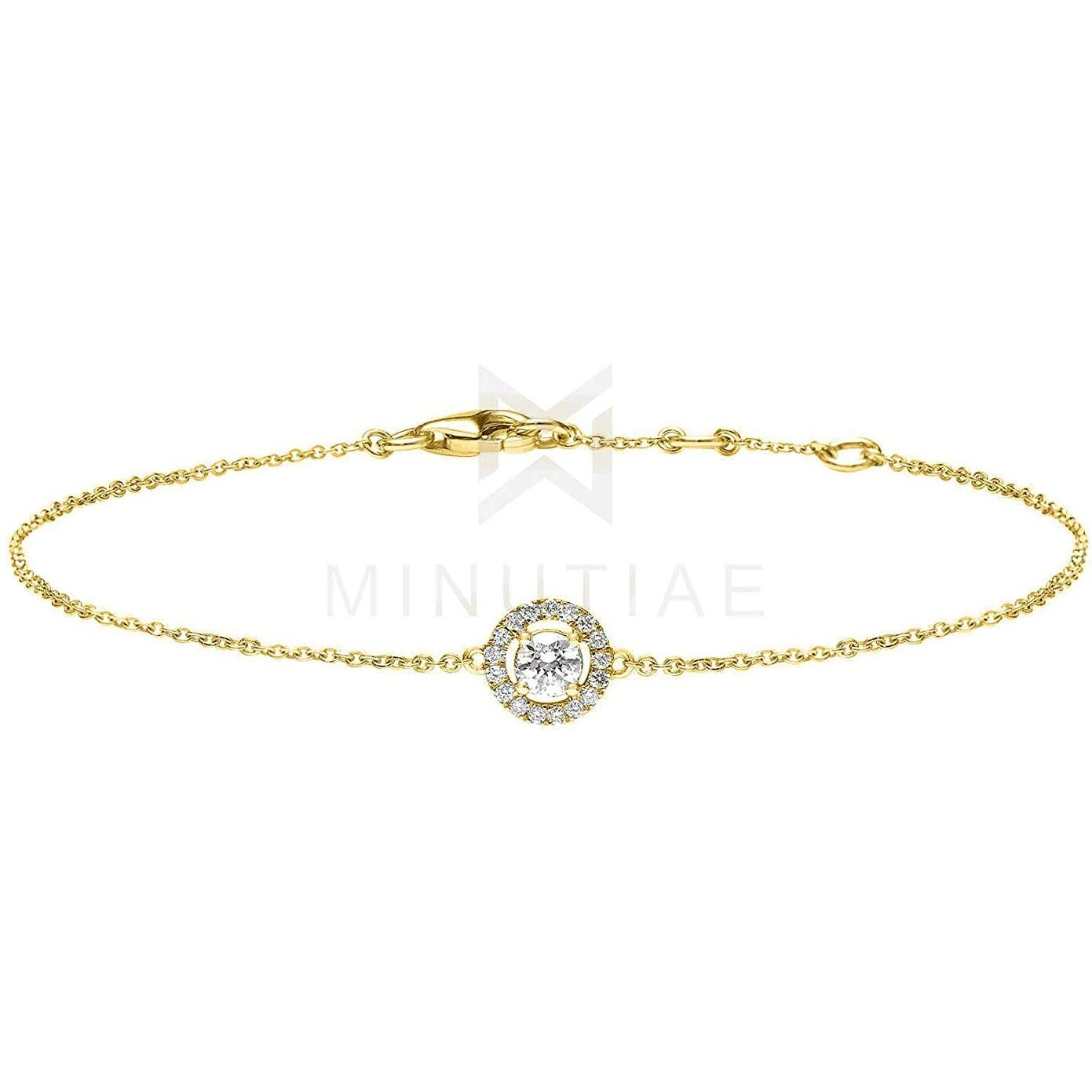 MINUTIAE Gold Plated Round Diamond Cut Cubic Zirconia Adjustable Bracelet for Women & Girls Jewelry for Gift