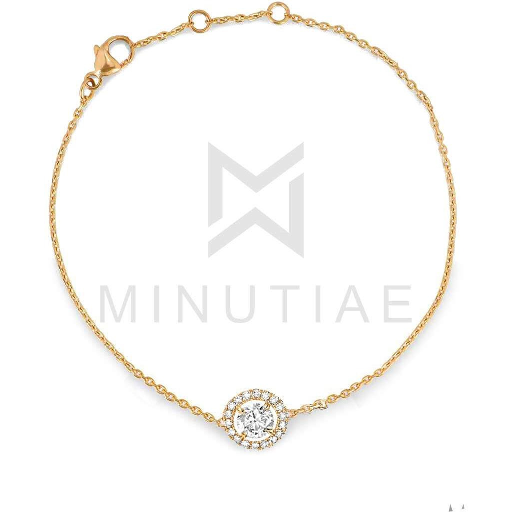 MINUTIAE Gold Plated Round Diamond Cut Cubic Zirconia Adjustable Bracelet for Women & Girls Jewelry for Gift