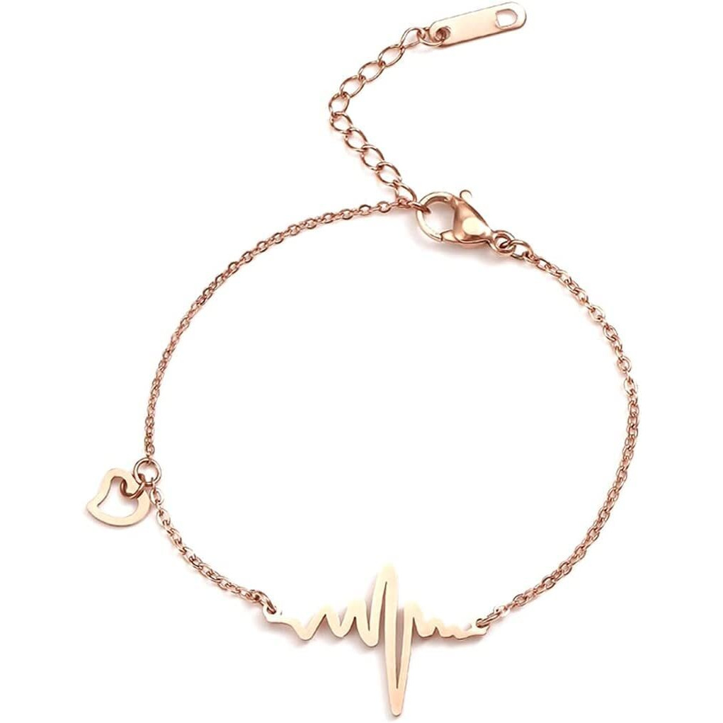 Fashion Frill Delicate Anklets For Women Heartbeat Rose Gold Plated Chain Anklet For Women Girls Love Gifts For Sister Jewellery