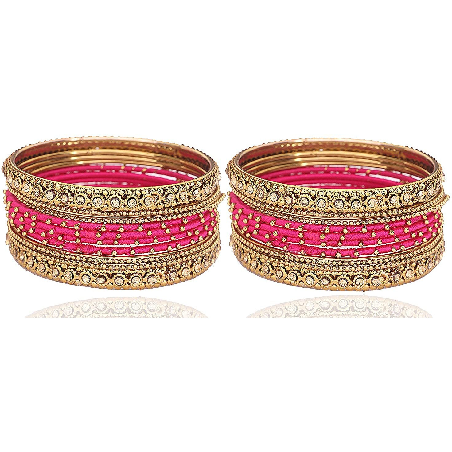 NMII Silk Fabric Metal Bangle for Women & Girls(Magenta-2.2)