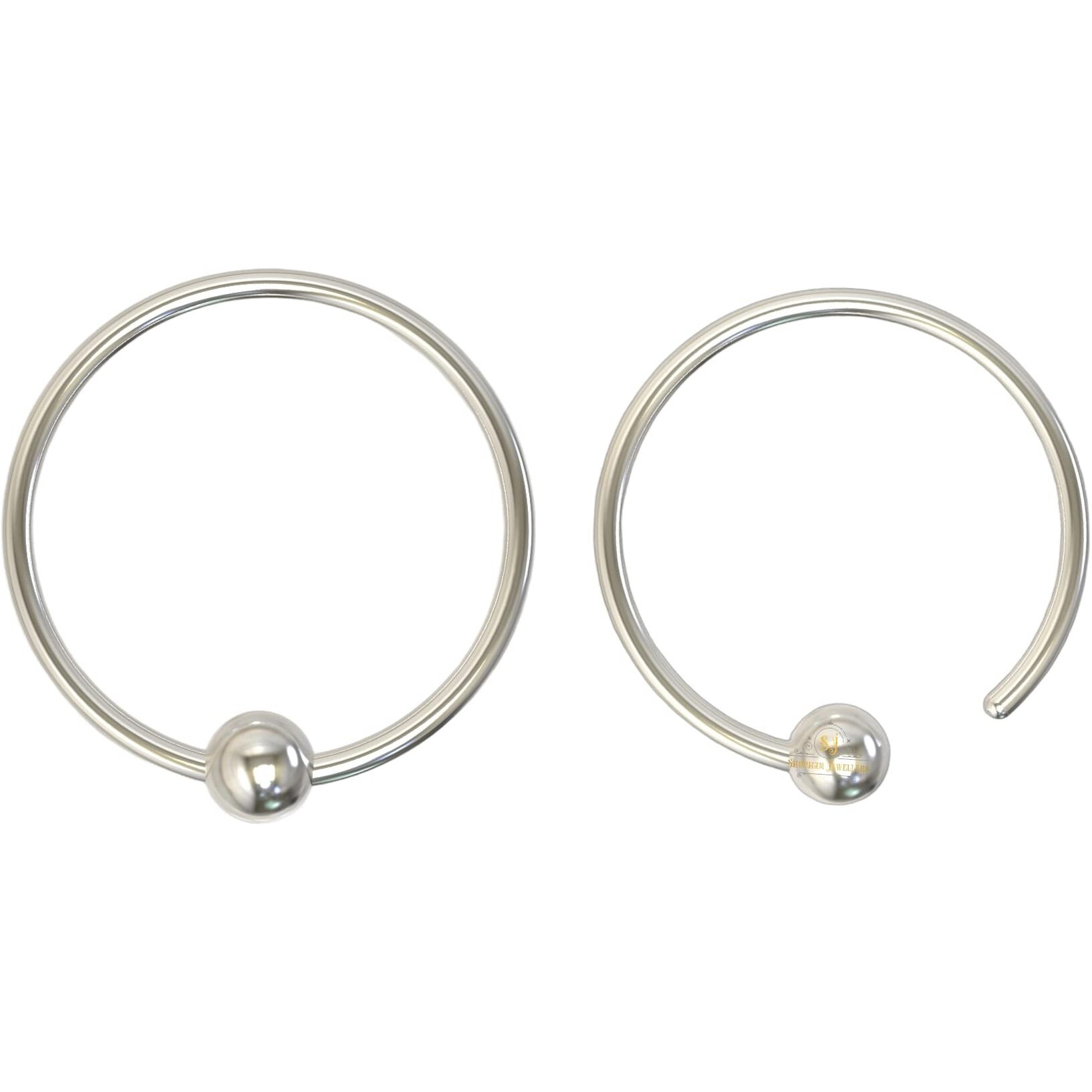 SJ SHUBHAM JEWELLERS 92.5 Silver Thin Tiny Hoop Nose Ring Nath 1 Piece, Simple & Beautiful Nose Pin For Women & Girls(Pair 2 no) nose rings for pierced nose
