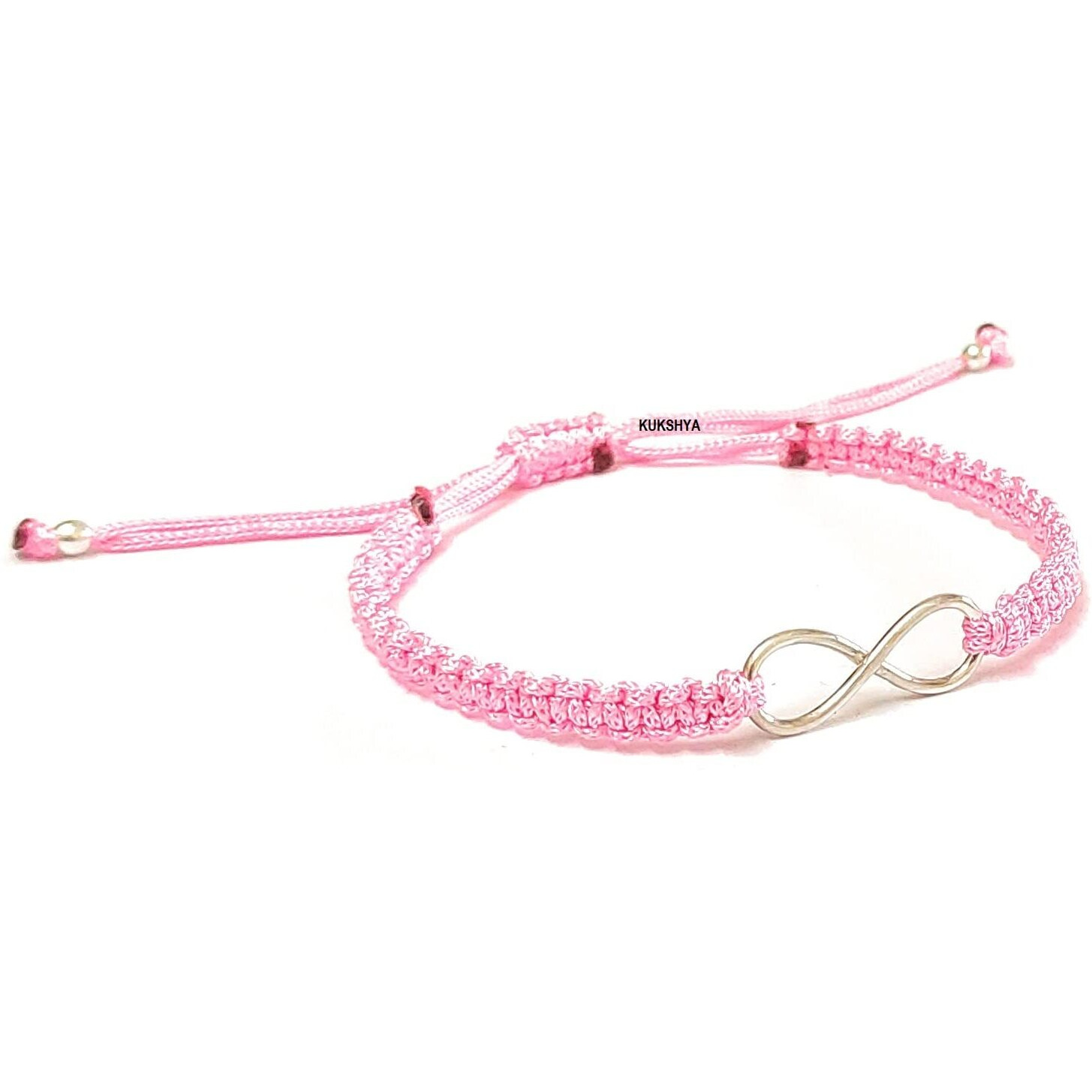 KUKSHYA JEWELLERS Exclusive 925 Sterling Silver INFINITY Charm Bracelet Nazariya For Girls, Men, Boys And Women Adjustable Comfortable Traditiona(GB 076) (PINK)