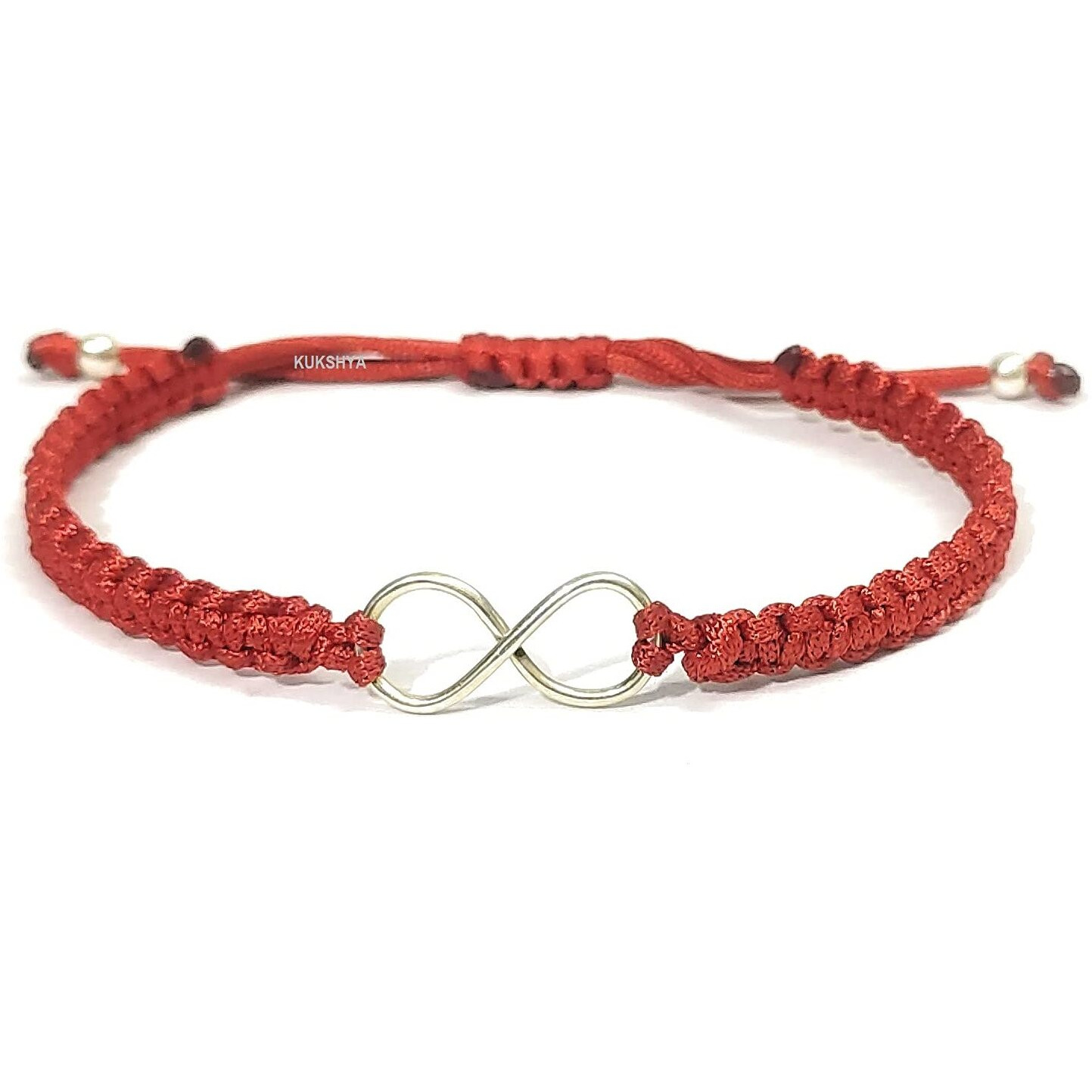 KUKSHYA JEWELLERS Exclusive 925 Sterling Silver INFINITY Charm Bracelet Nazariya For Girls, Men, Boys And Women Adjustable Comfortable Traditiona(GB 073) (RED)