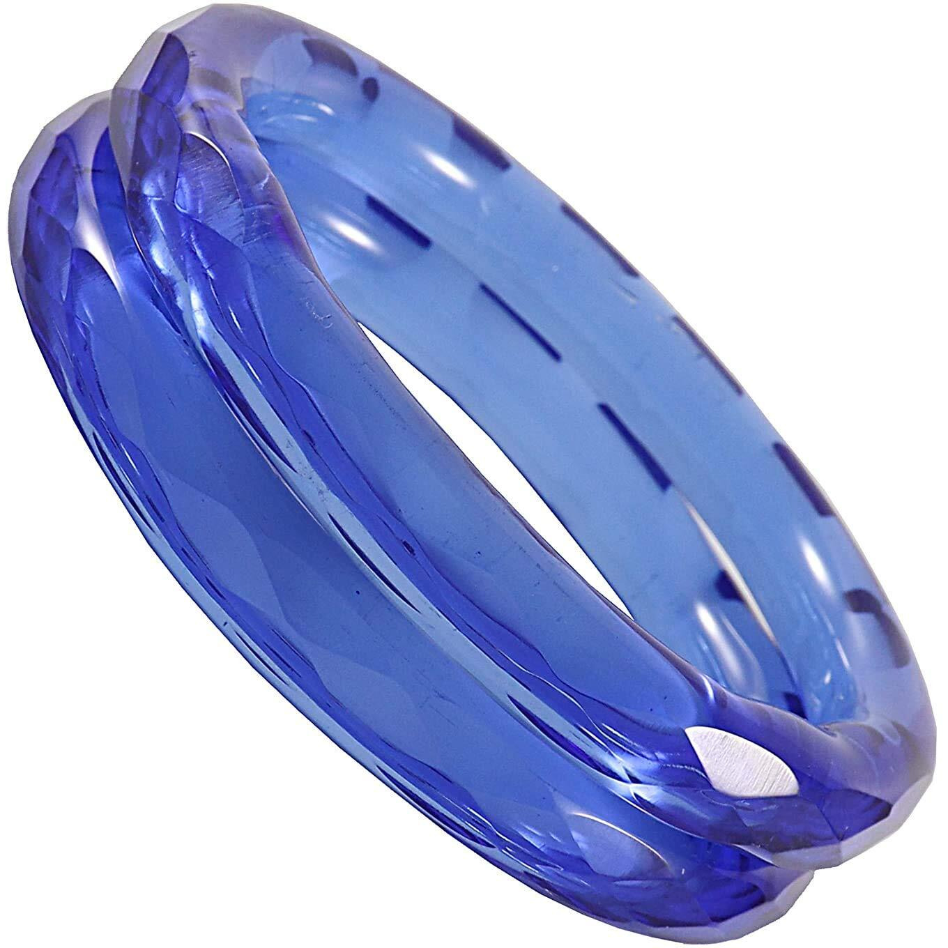 ZULKA Get your traditions Glass With Diamond Pattern Glossy Finished Kada Set For Women and Girls,(Blue_2.6 Inches), Pack Of 2 Kada Set