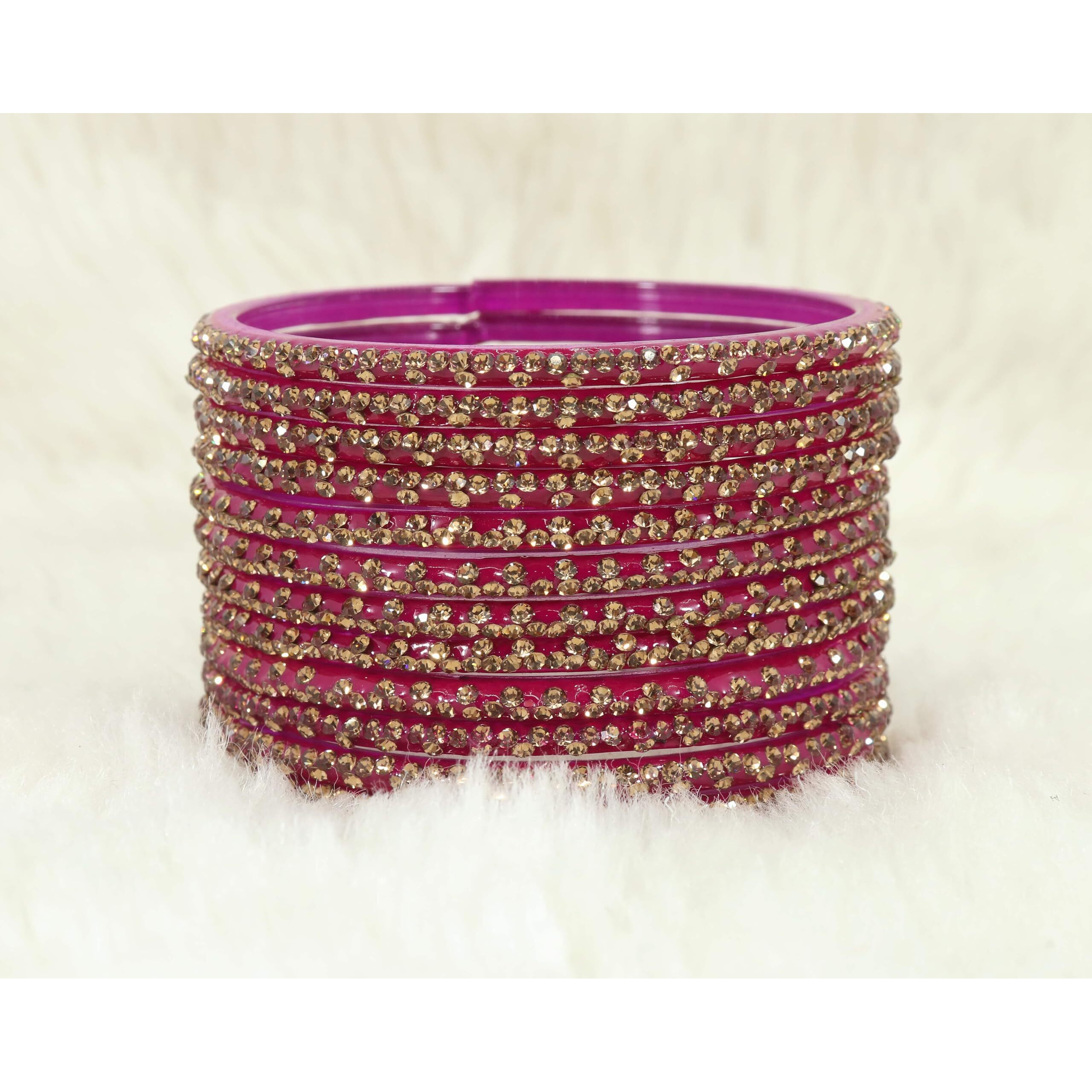 LAVAZZA Stylish Glass Chudi Set For Women and Girls Kaanch ki Choodiyan | Bangle For Girls | bangles for women 2.4 2.6 2.8 | Designer Glass Bangles | Stone Bangles Set For Women- (Iphone-Magenta-2.8)