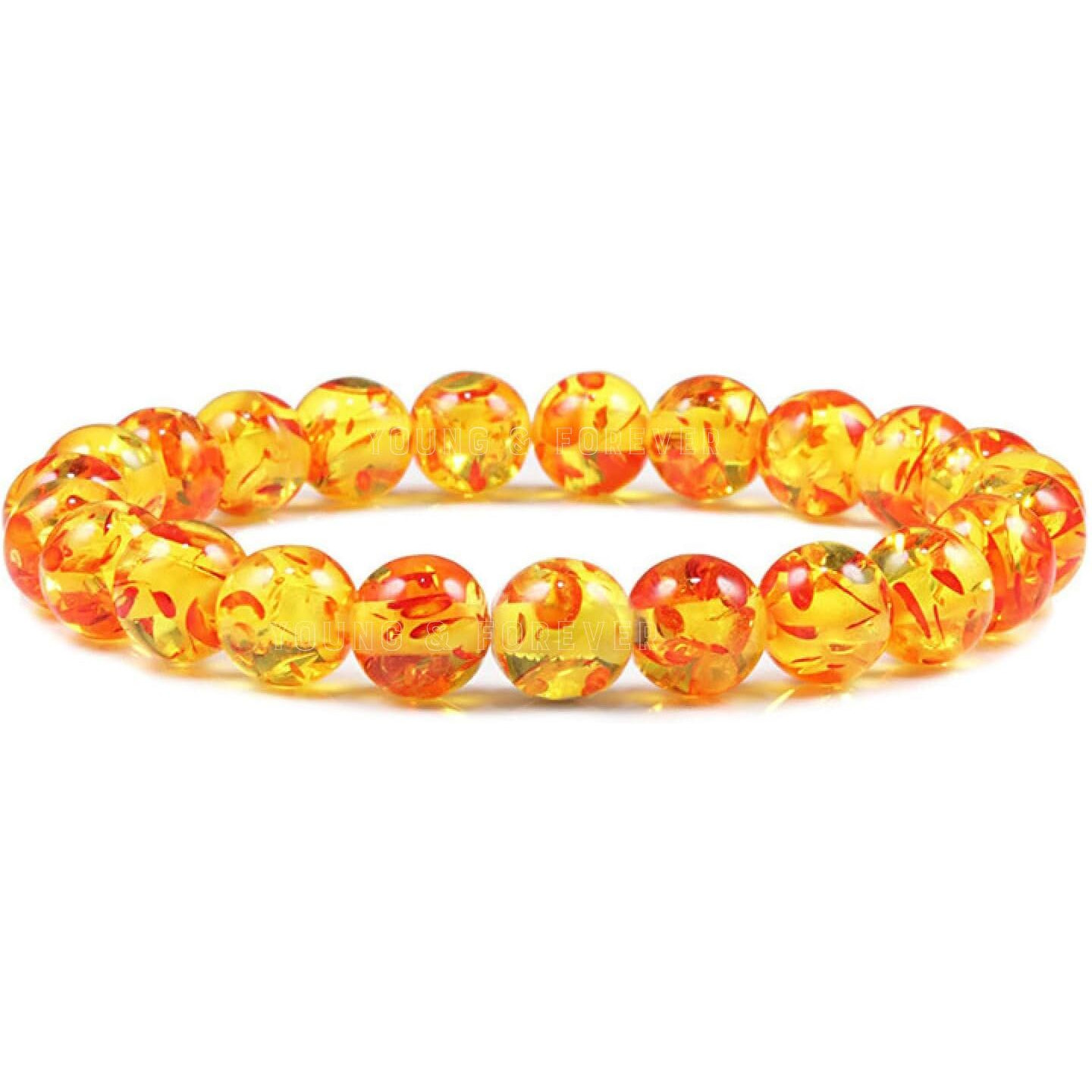 Young & Forever Gift Natural Synthetic Amber Bracelet for Women Men Boys Girls