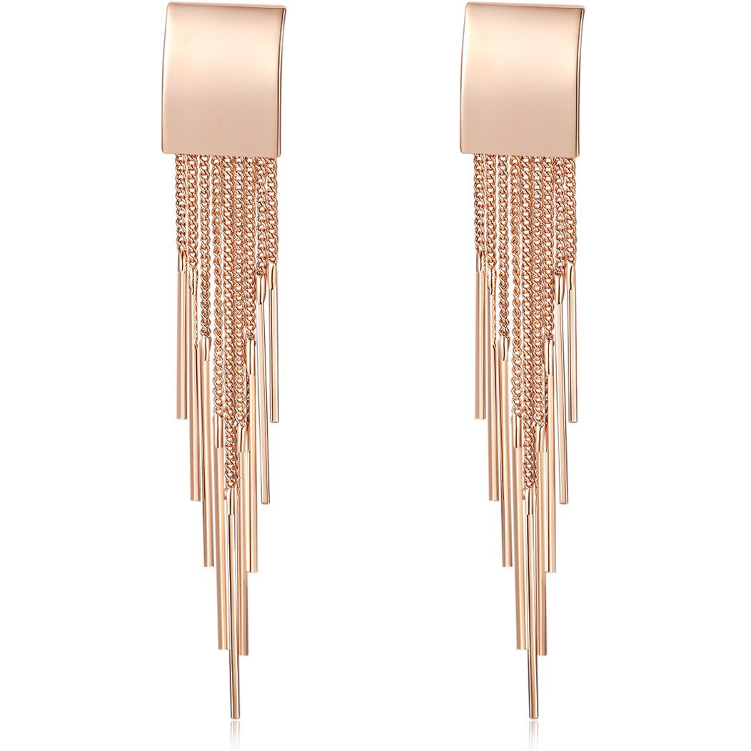 Jewels Galaxy Luxuria Limited Edition Elegant Geometric Design Opal Gold Plated Sparkling Chain Drop Earrings for Women/Girls (FMYN-ERGI-9552)