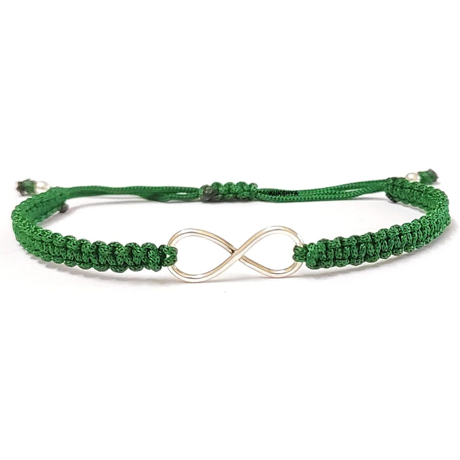 KUKSHYA JEWELLERS Exclusive 925 Sterling Silver INFINITY Charm Bracelet Nazariya For Girls, Men, Boys And Women Adjustable Comfortable Traditiona(GB 074) (GREEN)