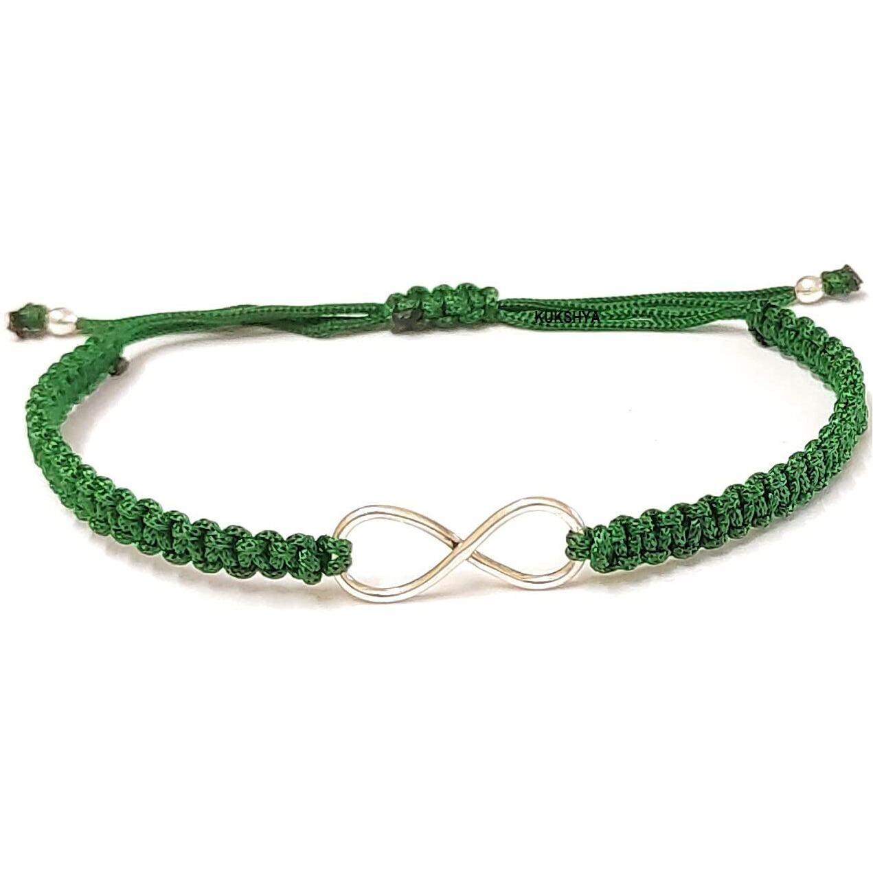 KUKSHYA JEWELLERS Exclusive 925 Sterling Silver INFINITY Charm Bracelet Nazariya For Girls, Men, Boys And Women Adjustable Comfortable Traditiona(GB 074) (GREEN)