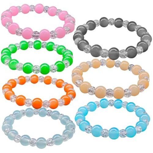 LACUM Navratri Glass Beads Bracelets Combo - Perfect Kanya Bhoj and Birthday Return Gifts for Girls (Combo_of_7CrushedBead)