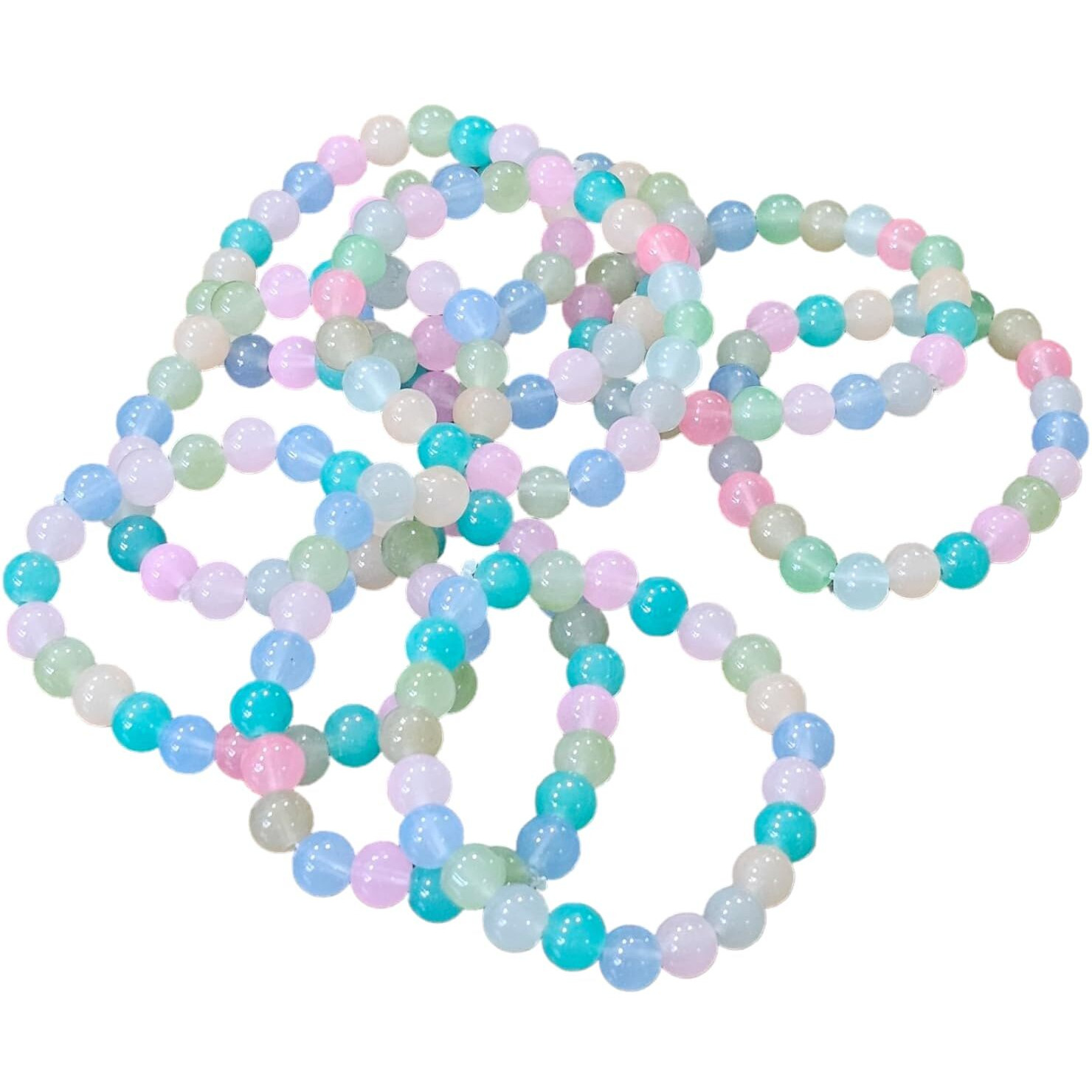 LACUM Navratri Glass Beads Bracelets Combo - Perfect Kanya Bhoj and Birthday Return Gifts for Girls (PACK OF 7 MULTI)