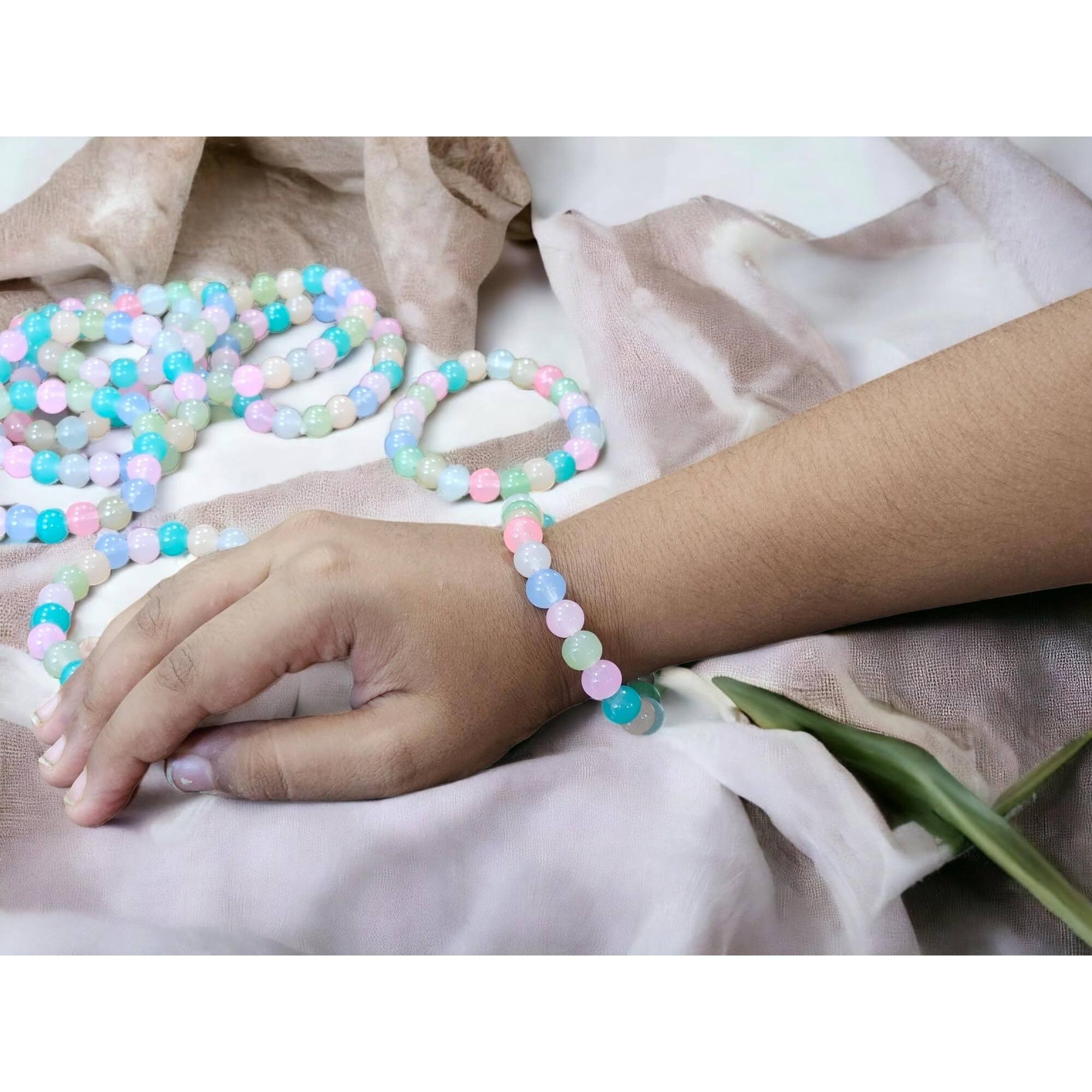 LACUM Navratri Glass Beads Bracelets Combo - Perfect Kanya Bhoj and Birthday Return Gifts for Girls (PACK OF 7 MULTI)