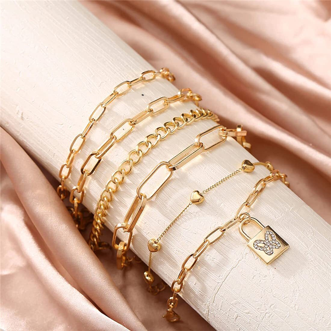 Jewels Galaxy Glitzy Gold Plated Multi Strand Bracelet For Women (CT-BNGI-49117) (CT-BNGI-49117)