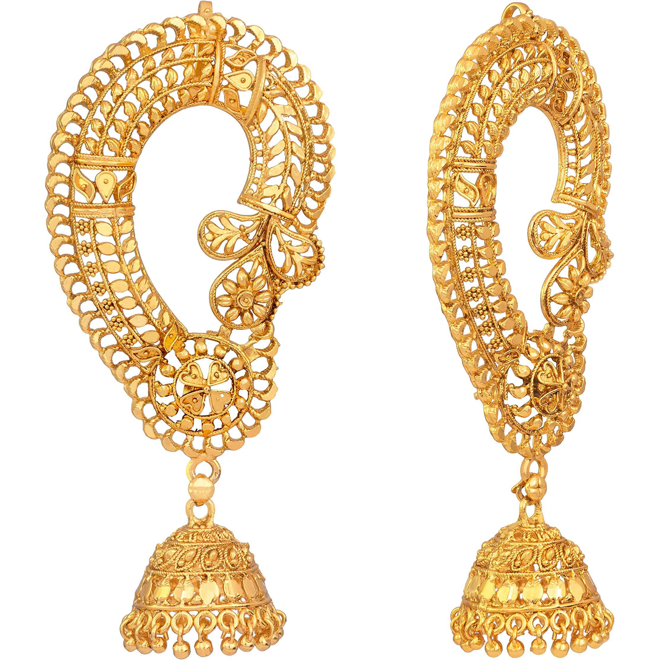 JFL - Jewellery for Less Womens Gold Plated Ethnic Two Layer Jhumki Earrings,Valentine