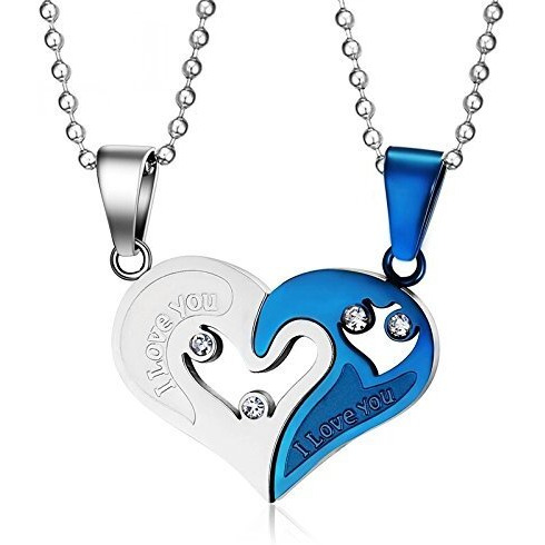 University Trendz Two Piece Stainless Steel Couple Pendant Set For The Two Souls With One Beautiful Heart Necklace For Girls