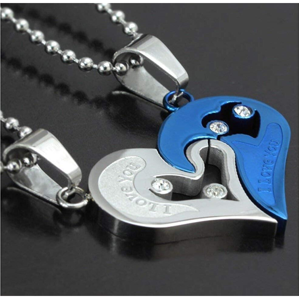 University Trendz Two Piece Stainless Steel Couple Pendant Set For The Two Souls With One Beautiful Heart Necklace For Girls