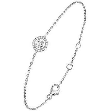 MINUTIAE Silver Plated Round Cubic Zirconia Diamond Adjustable Bracelet for Women & Girls Jewelry for Gift