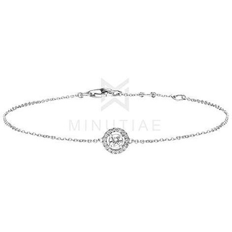 MINUTIAE Silver Plated Round Cubic Zirconia Diamond Adjustable Bracelet for Women & Girls Jewelry for Gift