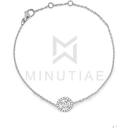 MINUTIAE Silver Plated Round Cubic Zirconia Diamond Adjustable Bracelet for Women & Girls Jewelry for Gift