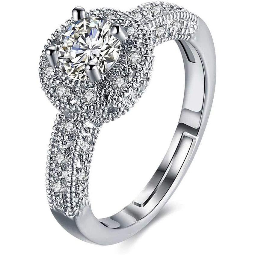 Jewels Galaxy Mesmerizing Zircon Studded Silver Plated Ravishing Ring for Women/Girls (SMNJG-RNGG-5174)