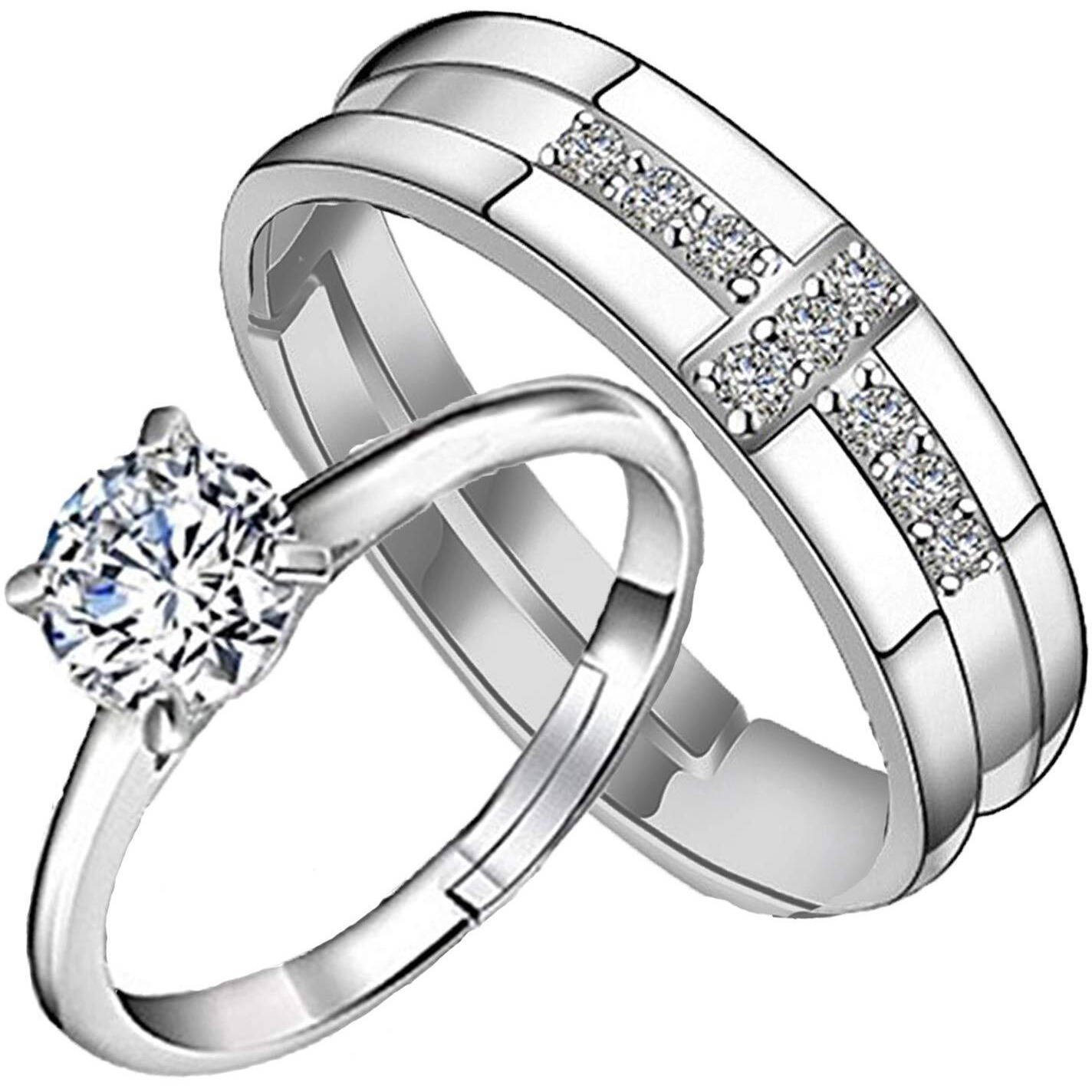 Mahi Valentine Gift Proposal Couple Ring Set with Cubic Zirconia for Men & Women (FRCO1103082R)