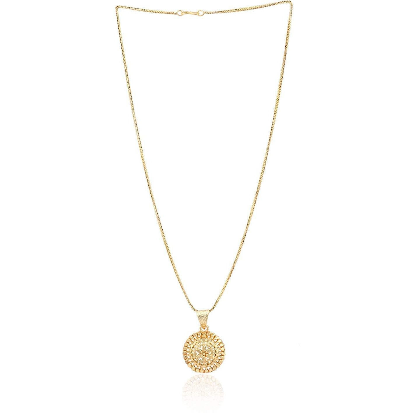 Handicraft Kottage Gold Plated round Shaped Pendant with chain | fashionable and stylish for Women, ladies and girls | locket with chain