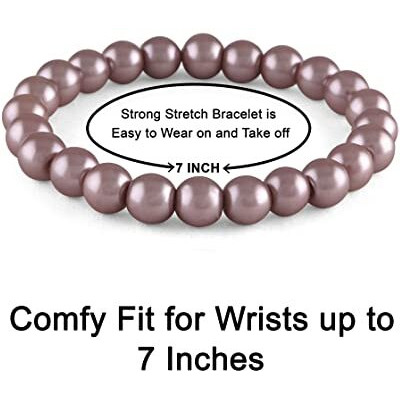 JFL - Jewellery for Less Combo of 8mm Faux Pearl 3 Stretchable Bracelets Handcrafted for Women and Girls.(Combo of 3)(light Grey,Baby pink,Misty Lilac (light purple)),Valentine