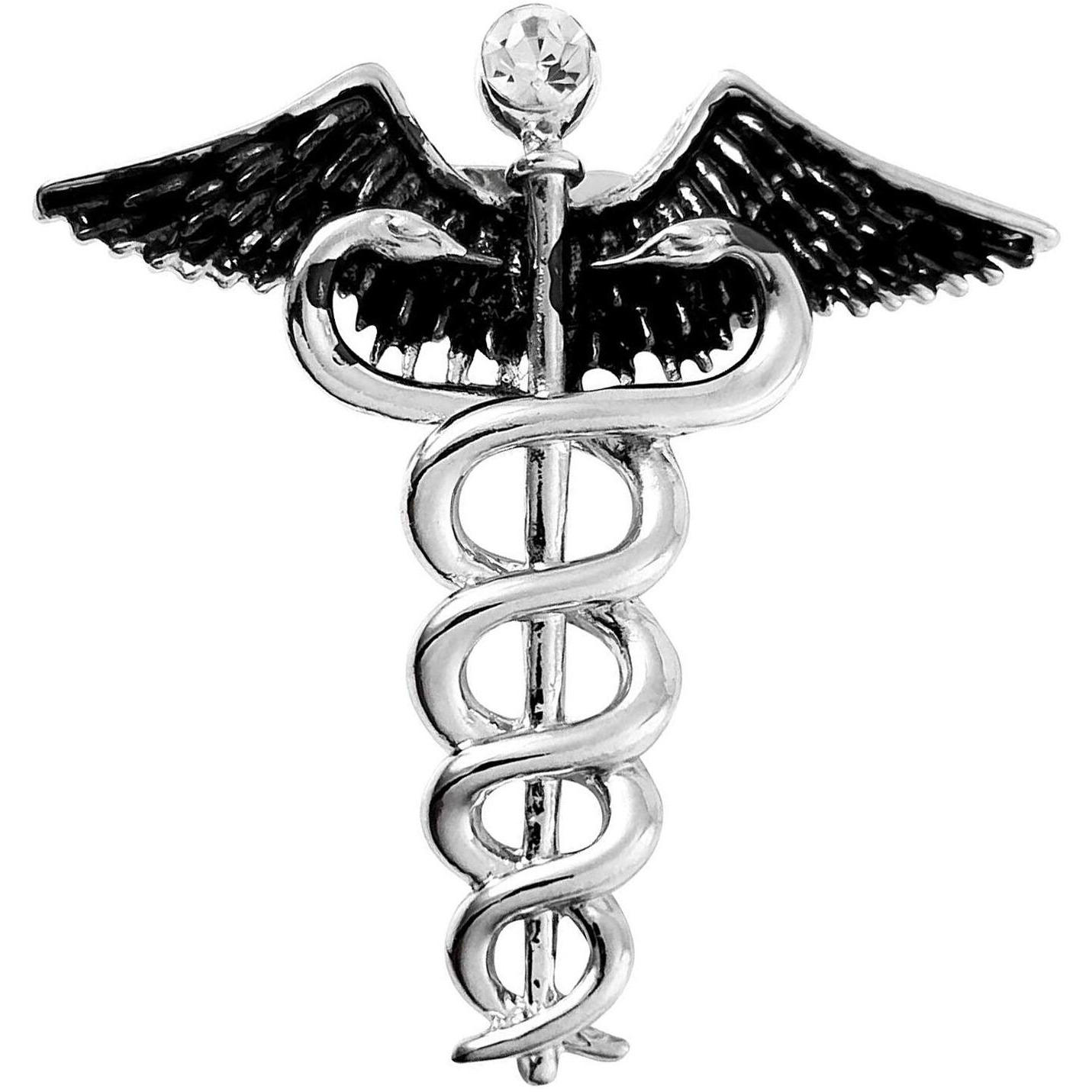 Mahi Rhodium Plated Caduceus Doctors Brooch Lapel/Brooch Pin for Men (BP1101025R)