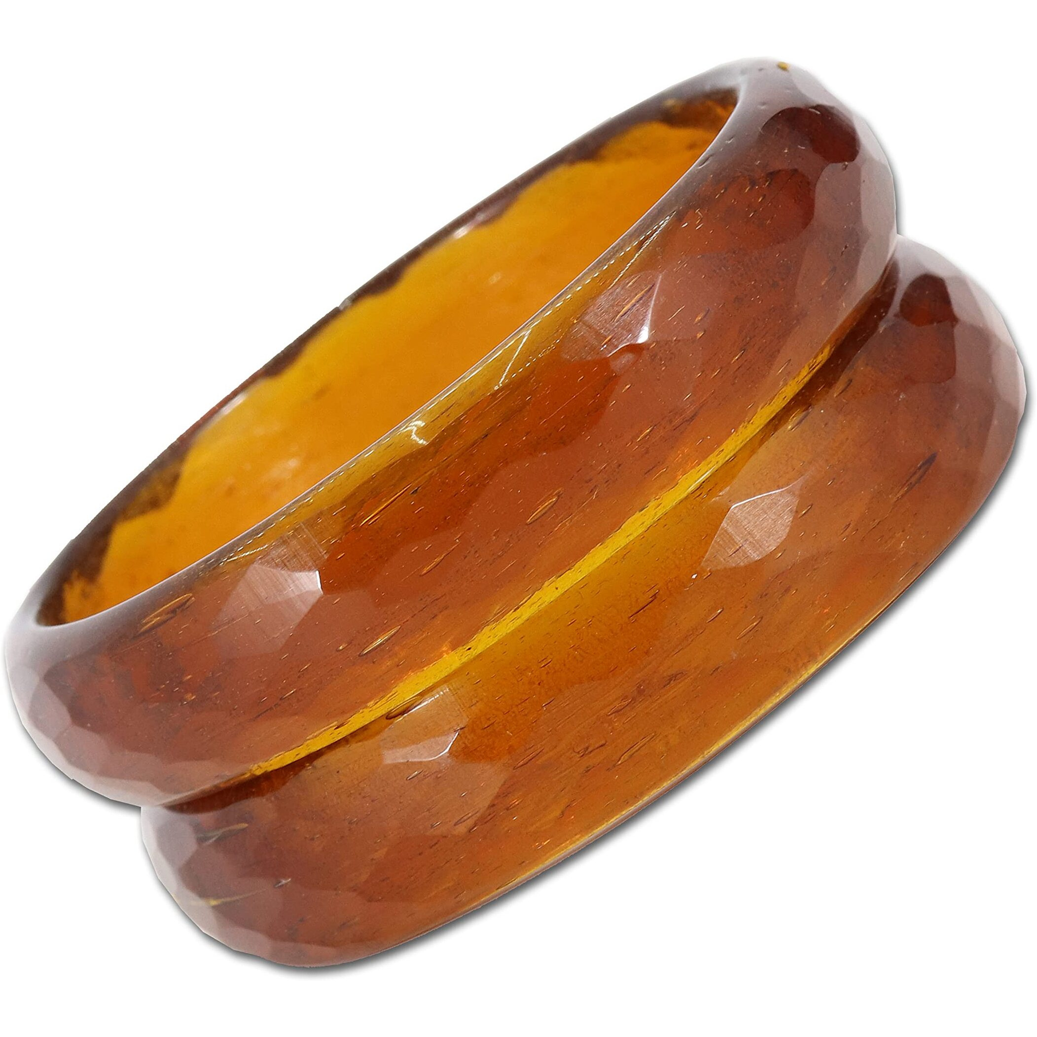 NMII Glass with Diamond Shaped Glossy Finished Bangle/Kada Set For Women and Girls, (Brown_2.6 Inches), Pack Of 2 Kada Set