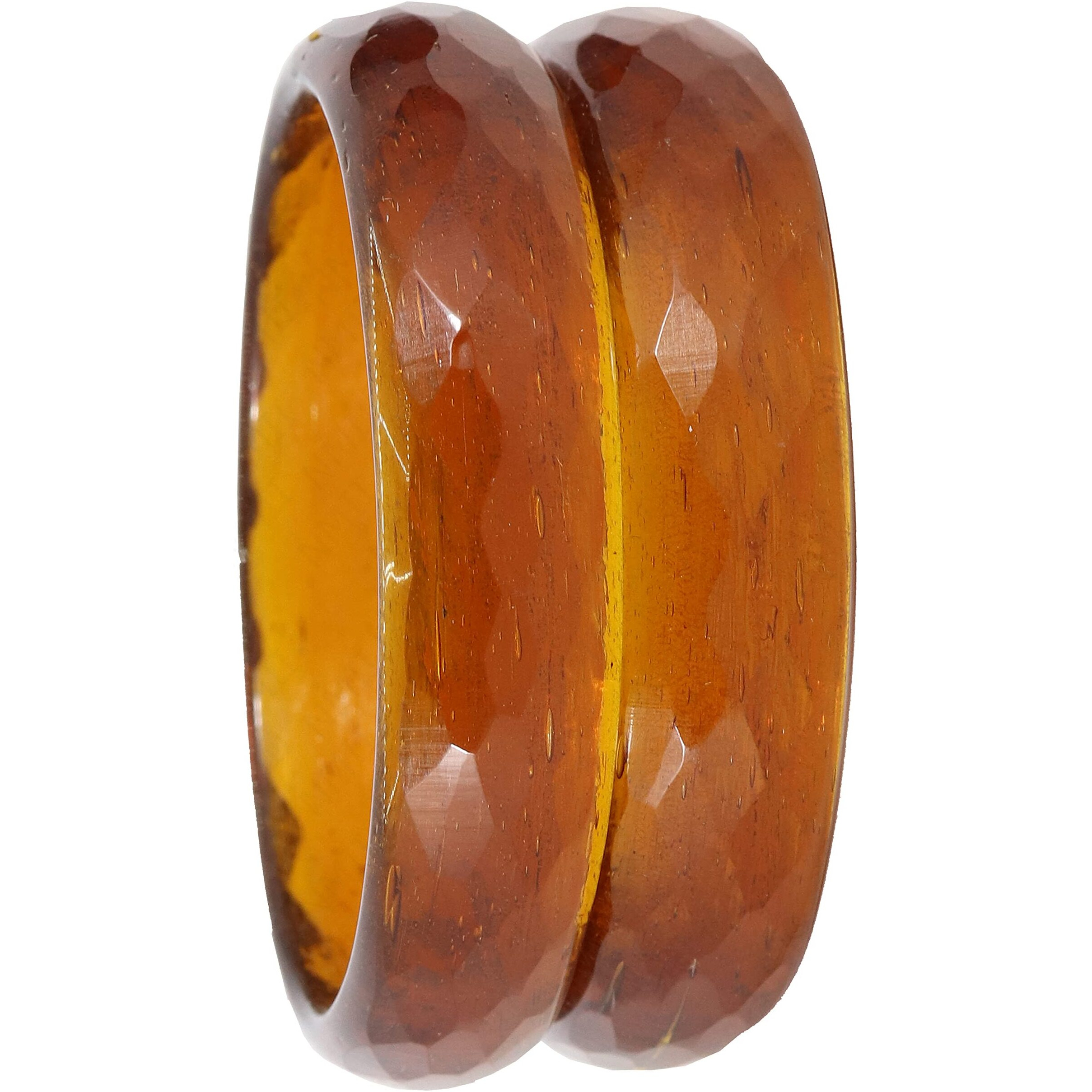 NMII Glass with Diamond Shaped Glossy Finished Bangle/Kada Set For Women and Girls, (Brown_2.6 Inches), Pack Of 2 Kada Set