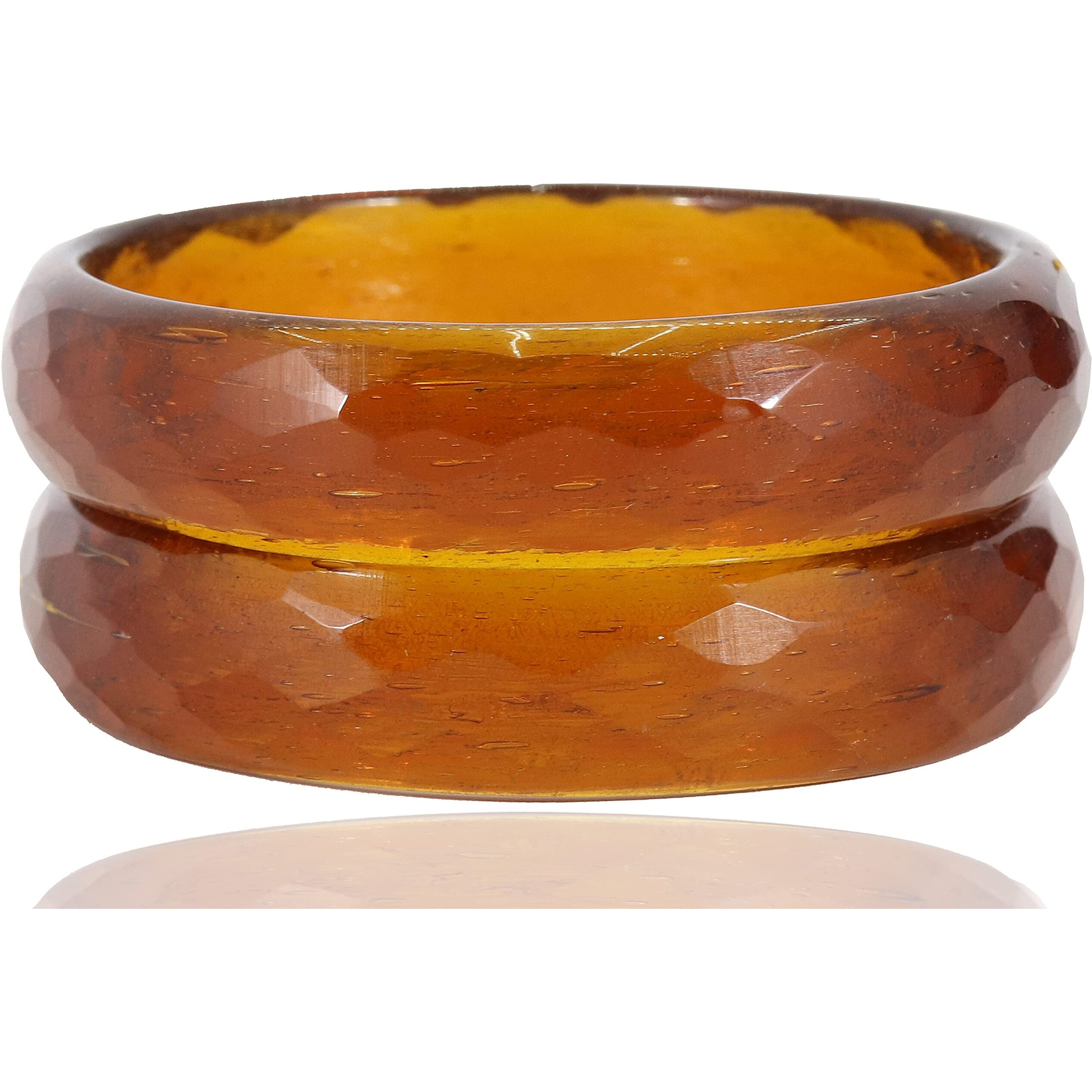 NMII Glass with Diamond Shaped Glossy Finished Bangle/Kada Set For Women and Girls, (Brown_2.6 Inches), Pack Of 2 Kada Set