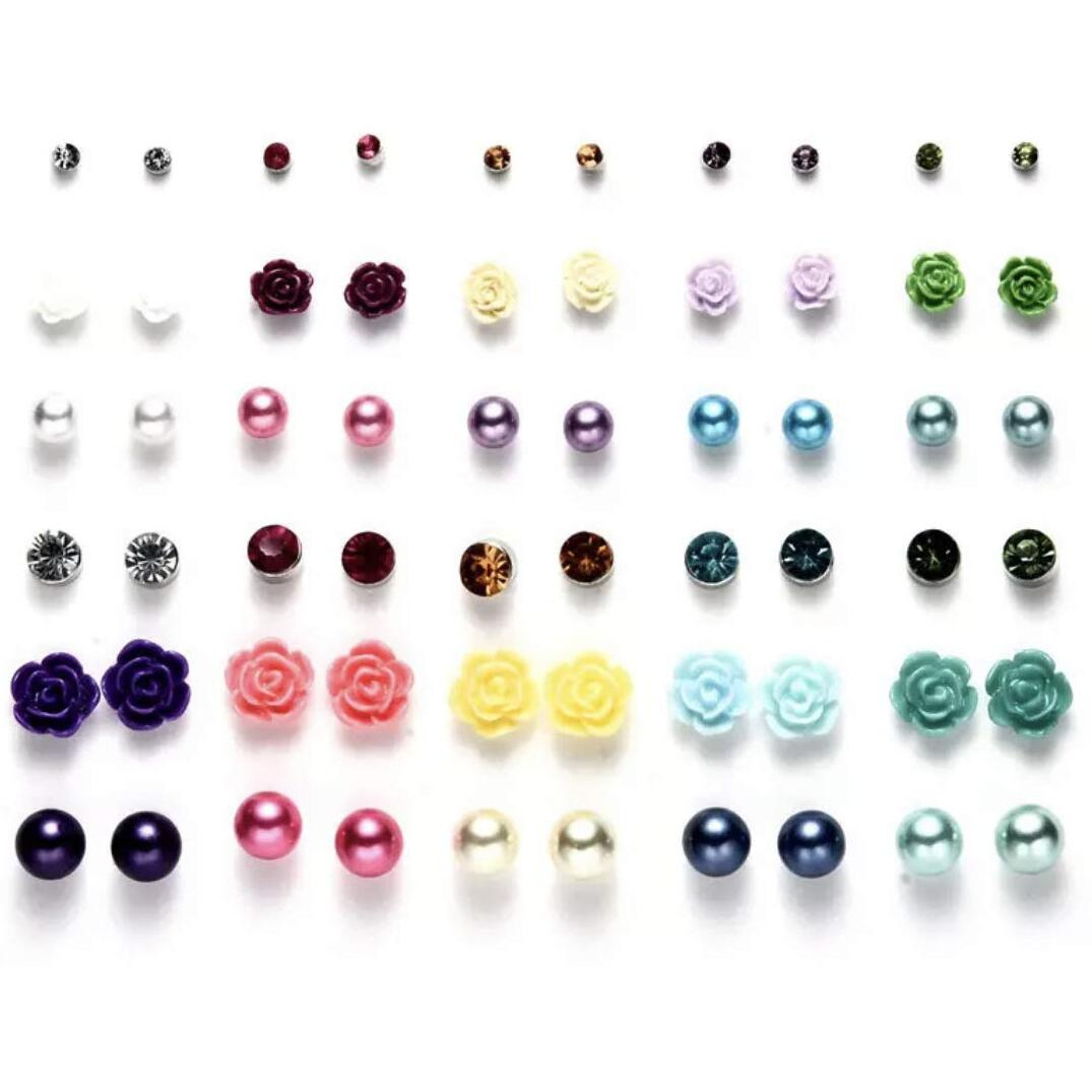 Shining Diva Fashion Latest Stylish Combo Design 30 Pairs Metal Earrings for Women and Girls (L12081er), Multicolor, 1