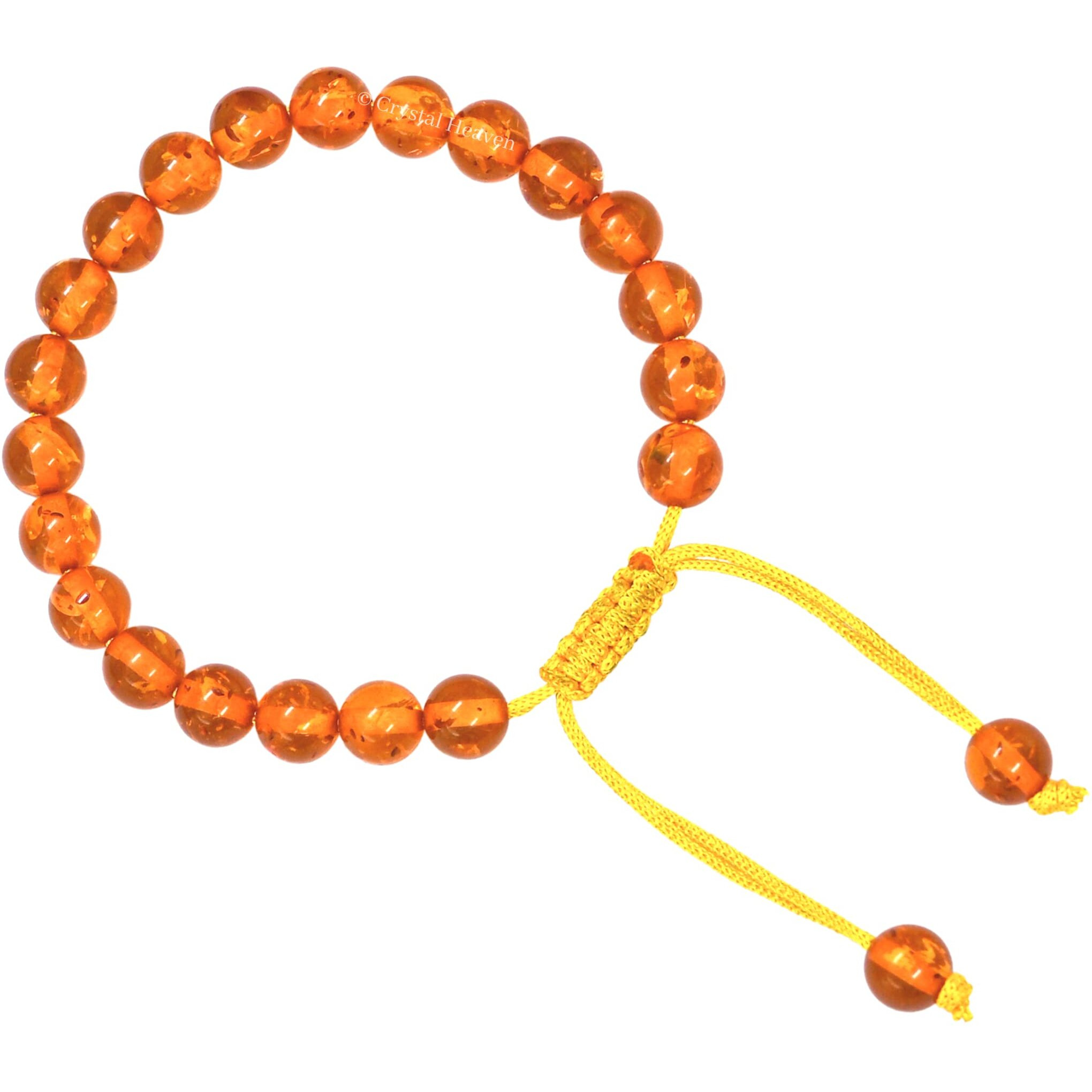 Crystal Heaven Amber Crystal Bracelet for Women Men Natural Healing - AAA Grade Original Healing Gemstone Adjustable Bracelet for Yoga Reiki Meditation Feng Shui