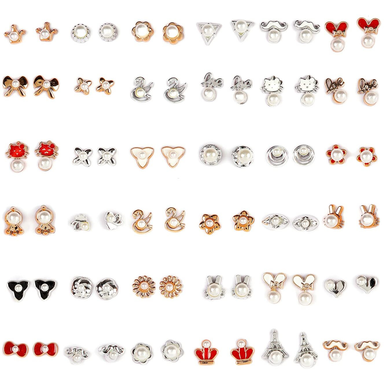 Shining Diva Fashion Stylish Non Precious Base Metal Multicolour Heart Box Earrings for Women Combo 36 Pairs Set (rrsd12020er)