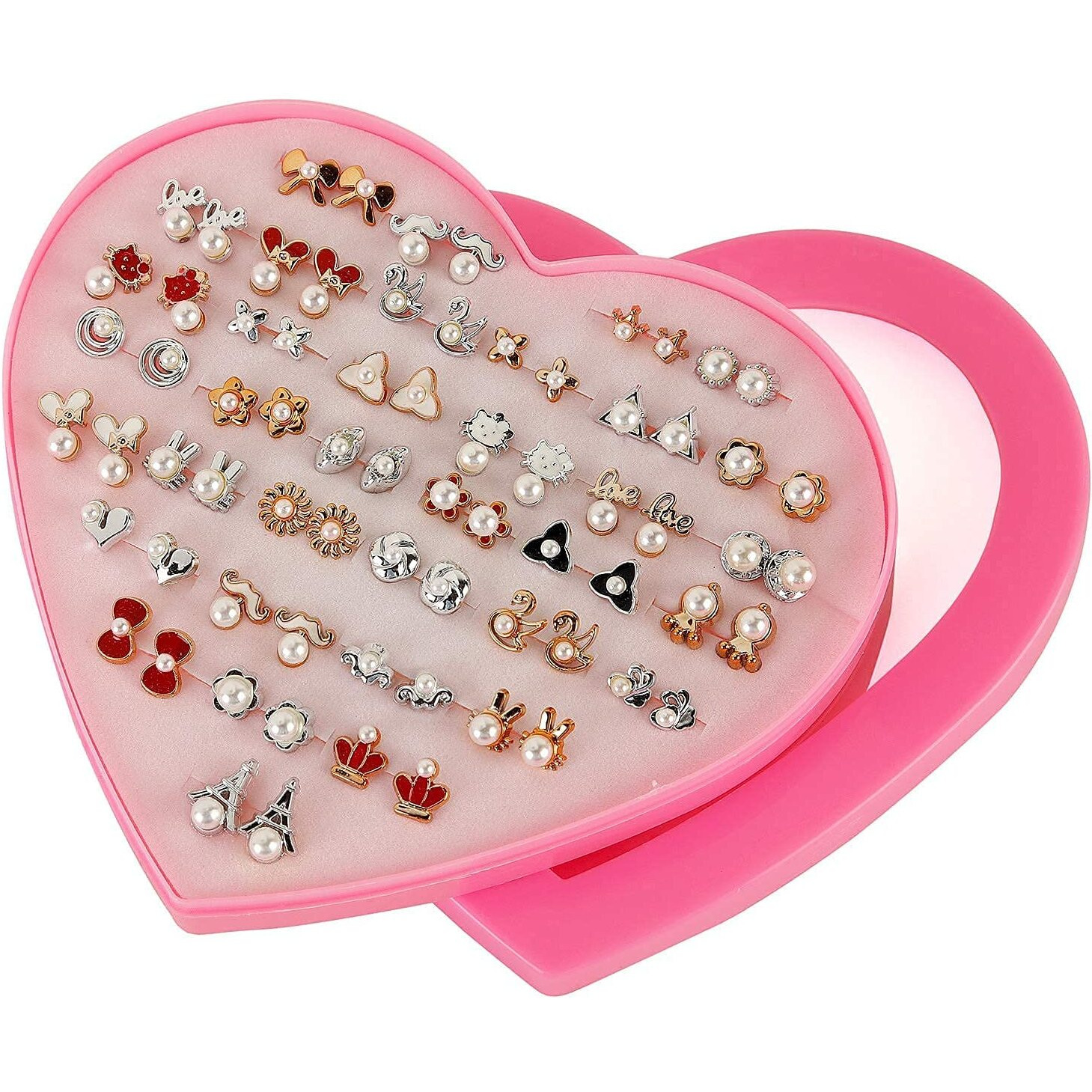 Shining Diva Fashion Stylish Non Precious Base Metal Multicolour Heart Box Earrings for Women Combo 36 Pairs Set (rrsd12020er)