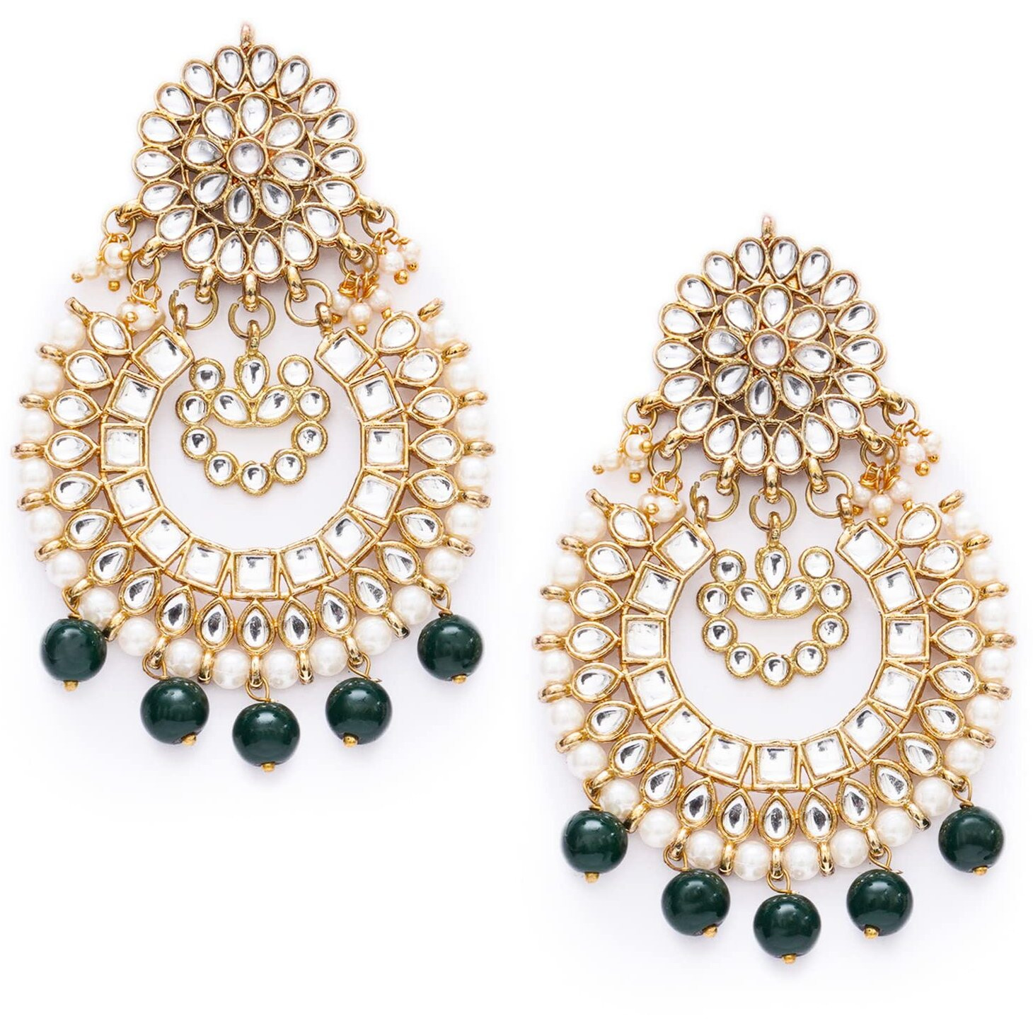 Karatcart Light Blue Drops Kundan Chandbali Earrings for Women