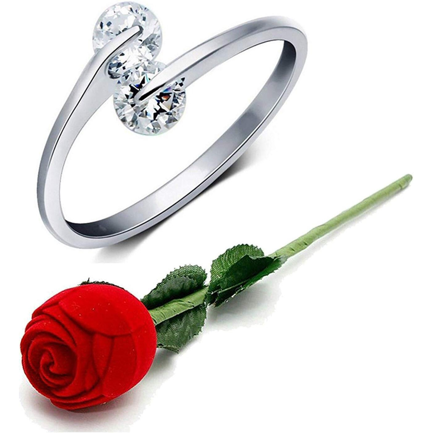 Karatcart Valentine Gift Platinum Plated Elegant Austrian Crystal Ring For Women - Size 7